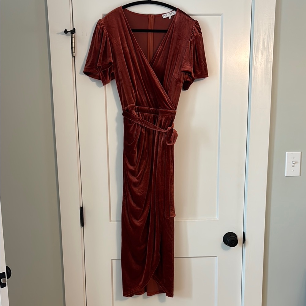 Ivy City Co Velvet Wrap Dress